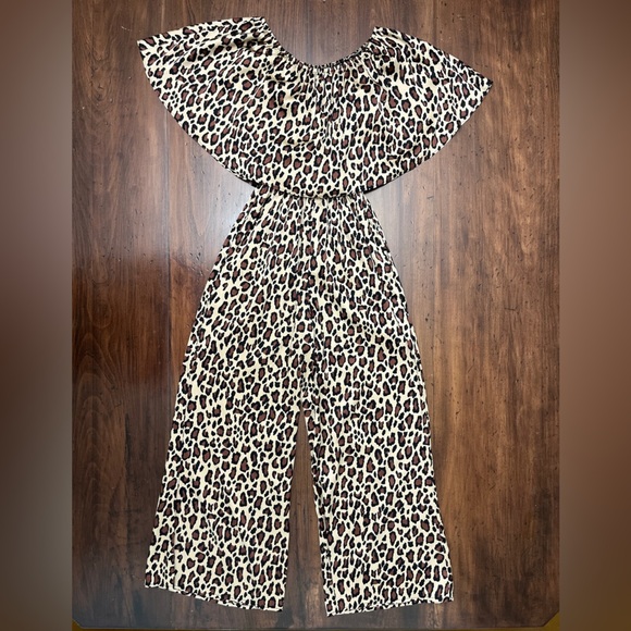 Show Me Your MuMu Leopard Pantsuit Size Small Jumpsuit Chic Fall Preppy Satin - Picture 4 of 16